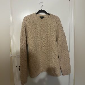 J Crew Sweater Cable Knit Fisherman Handknit Lambs Wool